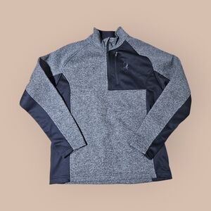 Spyder Pullover Sweater Mens Large Gray Black Half Zip Performance Fleece Ski
